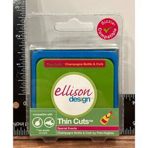 HTF Sizzix 22010 Ellison Design Thin Cuts Champagne Bottle & Cork by Pete Hughes